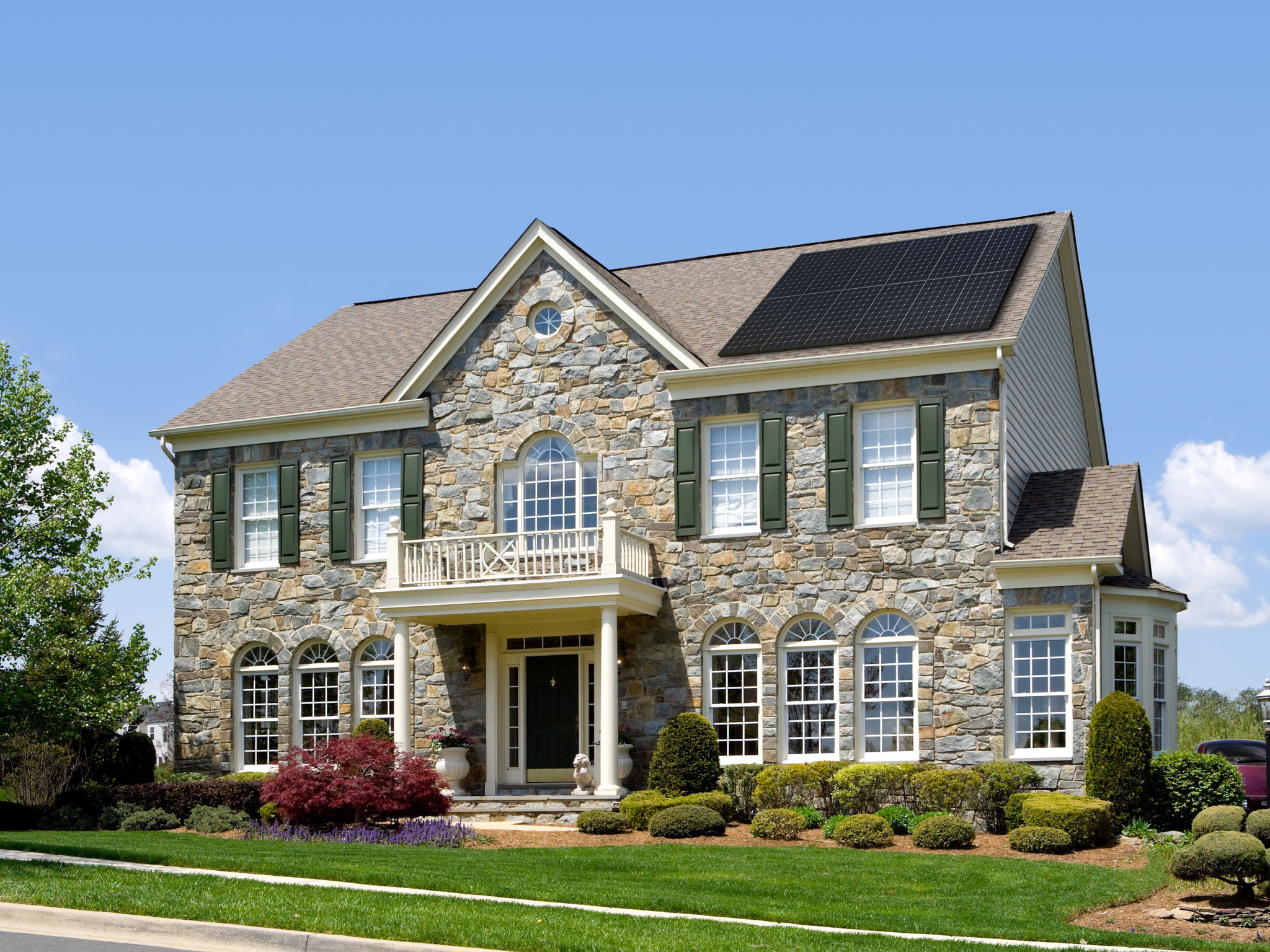 Stone Colonial House Solar Panels