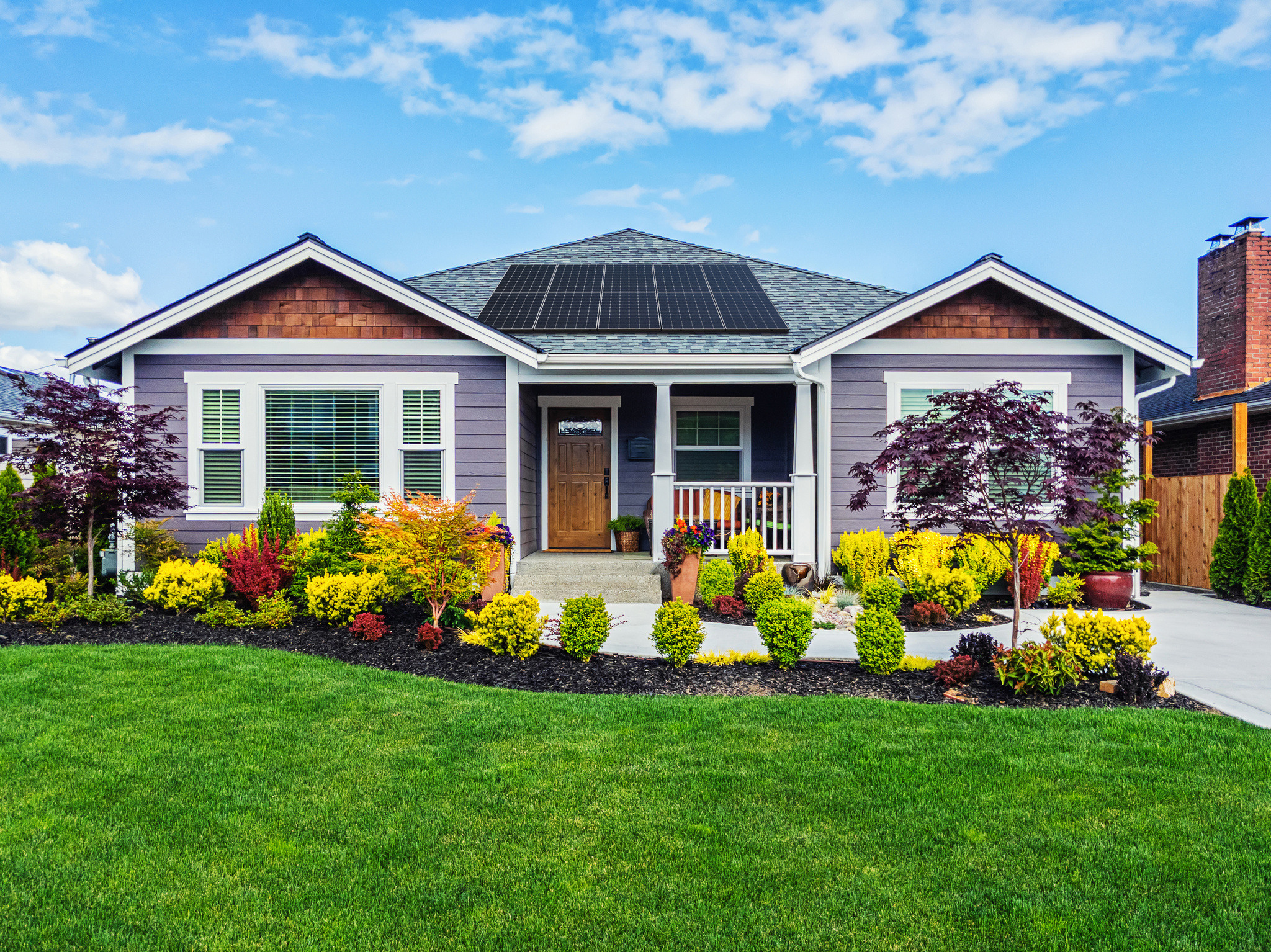 Iowa bungalow house with solar panels